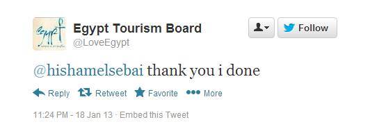Tweets of Egypt Tourism Board