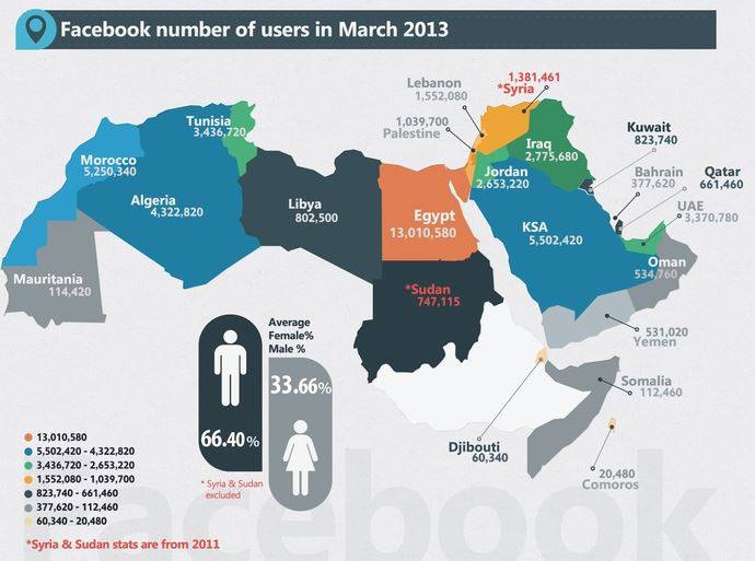 Facebook users in the Arab World - Chart by Africa Online