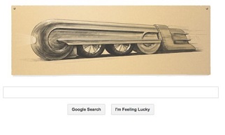 Google doodle Raymond Loewy train design- 5th of November 2013
