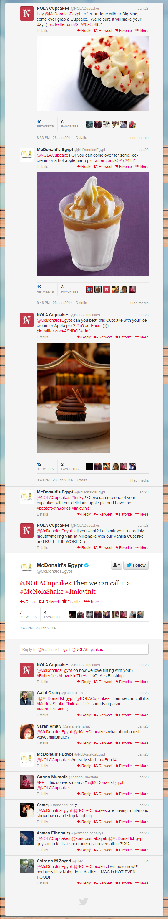 NOLA Cupcakes and McDonalds Egypt Co-Creates #McNolaShake on #Twitter