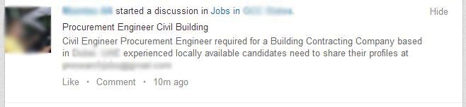 Jobs posted in LinkedIn Groups