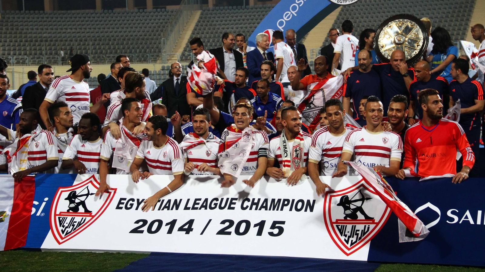 El Zamalik Celebrate winning Egyptian league and Eftpt Cup titles sponsored by SAIB Bank