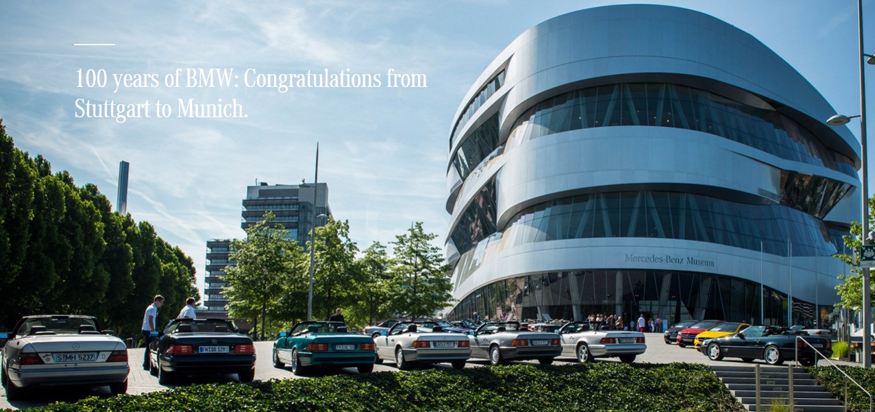 100 years of BMW Congratulations from Stuttgart to Munich
