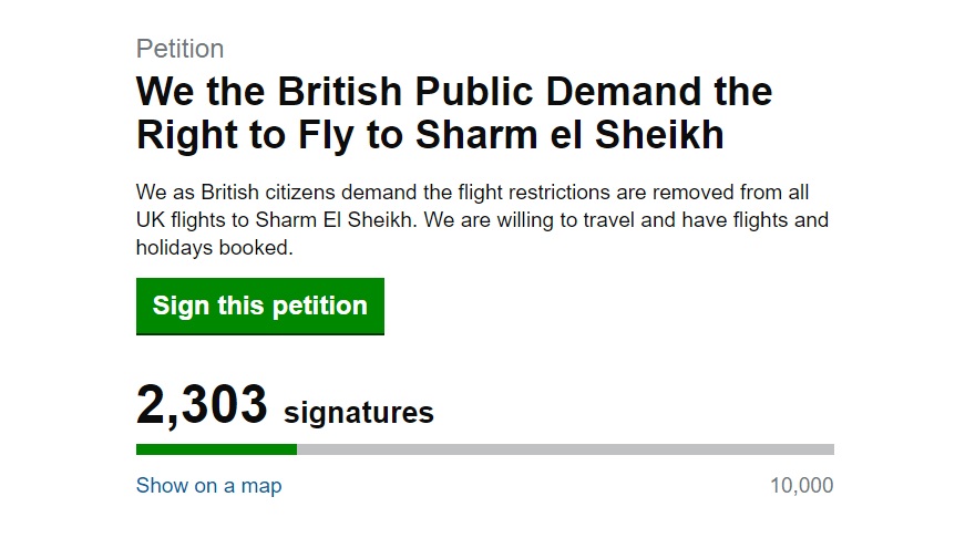 British Public Demand the Right to Fly to Sharm el Sheikh