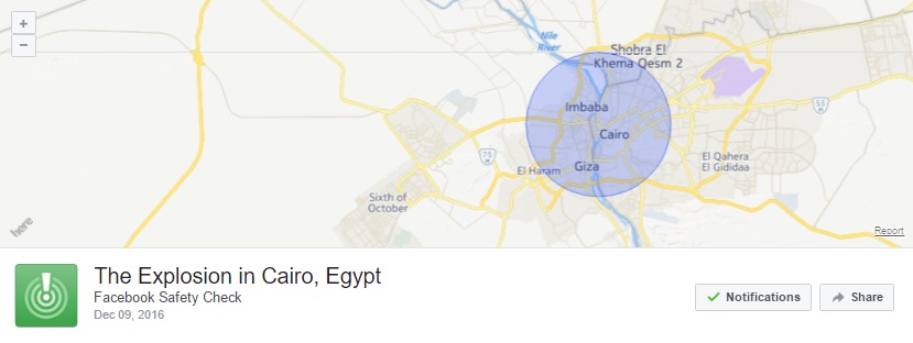 Facebook Safety Check: The Explosion in Cairo, Egypt
