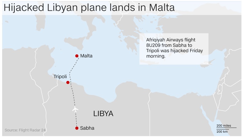 Malta hijackers surrender after releasing Libyan airliner passengers