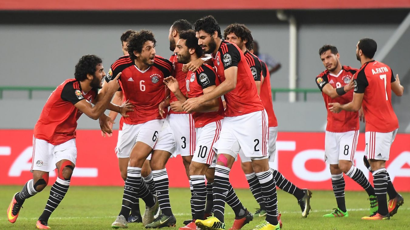 Egypt star Salah mobbed by his team-mates after scoring in Ghana - AFCON Gabon 2017 (Photo: Getty)